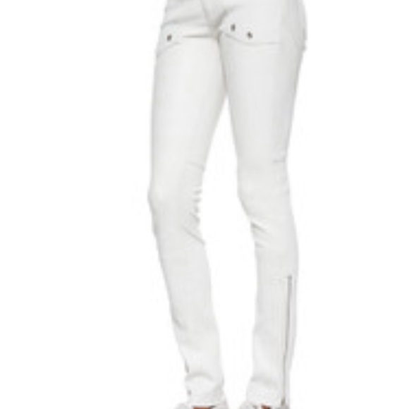 Zadig and Voltaire Evrell Deluxe White Lamb Leather Skinny Pants size 36 new - Picture 1 of 10